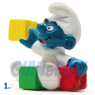 2.0214 20214 Baby with Blocks Smurf Puffo Bimbo con Cubi 1A