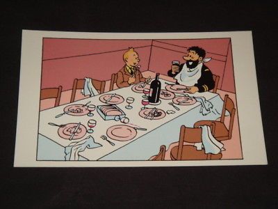 Tintin Moulinsart Double Postcard 16,5x12,5cm - 31121 Tintin e Haddock a Table