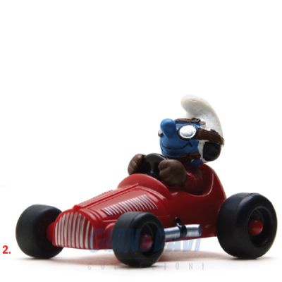 4.0255 40255 Red Racing Car Smurfs Puffo Macchina Corsa Rossa 2A