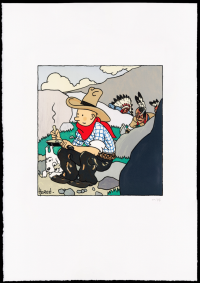 Tintin Estampe Lithographiques Goauche 80636 Tintin In America 60x80cm 46/77