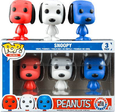 Funko Pop 3-Pack Minis Peanuts 11431 Snoopy Rock The Vote