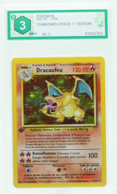 1999 Pokemon Base Set 1st Edition 04 French Holo Charizard Dracaufeu Graad 3 93401763