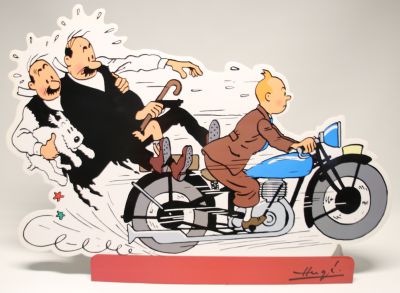 Tintin 28429 Carton Decoupe Tintin & Dupondt Moto 108x78 cm