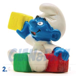 2.0214 20214 Baby with Blocks Smurf Puffo Bimbo con Cubi 2A