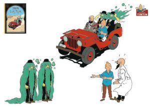 Tintin Moulinsart Adhésifs 24216 Or Noir Jeep Rouge