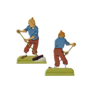 Tintin Figurines en Alliage en relief 29227 TINTIN AU BALAI