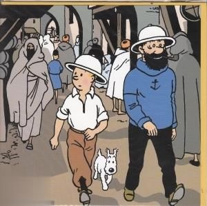 Tintin Moulinsart Postcard Carte Double 15x15cm - 3118208 Tintin Haddock Milou
