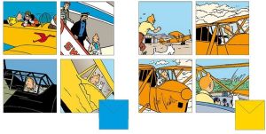 Tintin Moulinsart Postcard Double 15x15cm - 31185 Plane Set (8 Pieces)