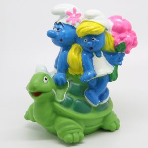 The Smurfs - Bip Holland - 1995 Vanity & Smurfette On Turtle  2 Line Light