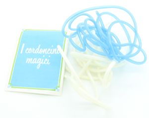 Gadget Sorpresine - Mulino Bianco - Fiammiferini anni 80 - I cordoncini magici Blu Bianco