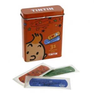 Tintin cartoleria 16015 Orange metal box with Tintin plasters 