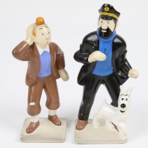 Tintin Statue in Cermica di Tintin (20cm) e Haddock (22cm)