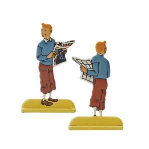 Tintin Figurines en Alliage en relief 29225 TINTIN AU JOURNAL