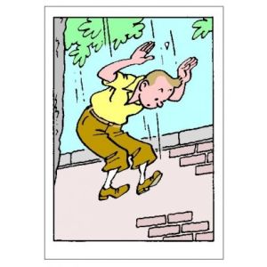 Tintin Moulinsart Double Postcard 16,5x12,5cm - 31003 Tintin Saute