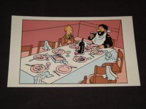 Tintin Moulinsart Double Postcard 16,5x12,5cm - 31121 Tintin e Haddock a Table