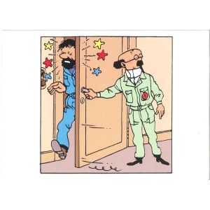 Tintin Moulinsart Double Postcard 16,5x12,5cm - 31127 Turnesol Haddock Porte