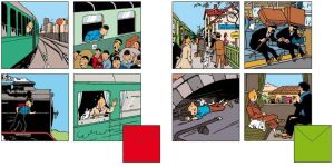Tintin Moulinsart Postcard Double 15x15cm - 31165 Train Set (8 Pieces)