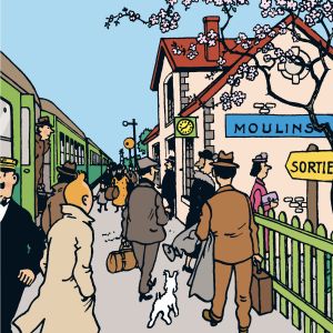 Tintin Moulinsart Postcard Carte Double 15x15cm - 3118205 Gare Moulinsart