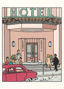 Tintin Moulinsart Double Postcard 16,5x12,5cm - 33042 Hotel Corvan