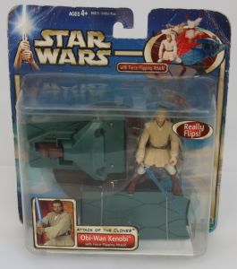 Hasbro Star Wars Attack of the Clones Obi-Wan Kenobi with Force-Flipping Attack
