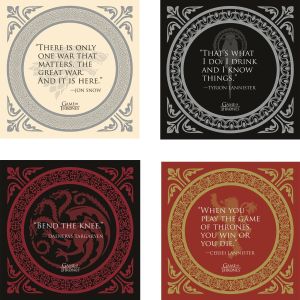Dark Horses Deluxe Game of Thrones GOT Set of four Quotes Coaster Sottobicchieri