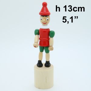 Zambiasi - Giocattolo in Legno Wooden - Push-Up Botton Puppet Movable - 6380254 Pinocchio 13cm