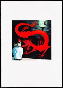 Tintin Estampe Lithographiques Goauche 80637 The Lotus Blue 60x80cm 39/77
