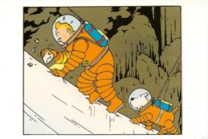 Tintin Moulinsart Postcard Double 15x10cm - 048 Marche Lune