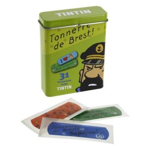 Tintin cartoleria 16016 Green metal box with Tintin plasters 