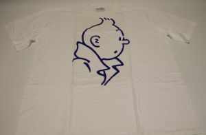 Tintin T-Shirt Outlet 01274 Blue Profile White XL